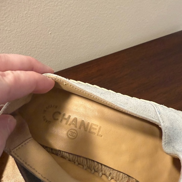 CHANEL Light Blue Suede Leather Espadrille Flats Shoes 37 - Picture 7 of 9